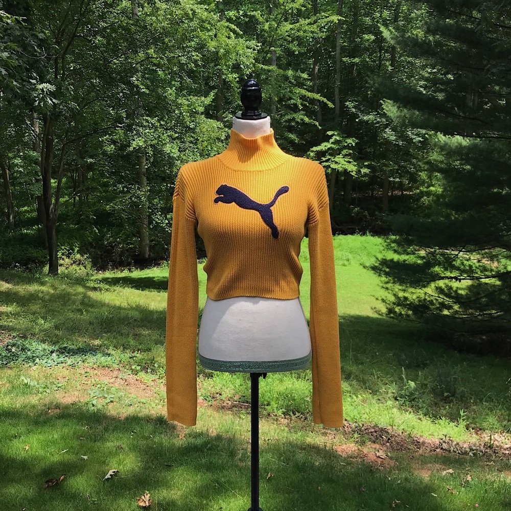 fenty x puma cropped sweater in gold